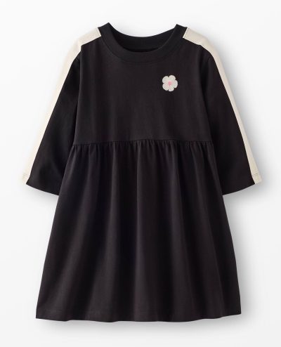 Stripe Sleeve Embroidered Dress