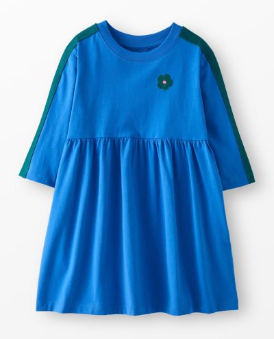 Stripe Sleeve Embroidered Dress