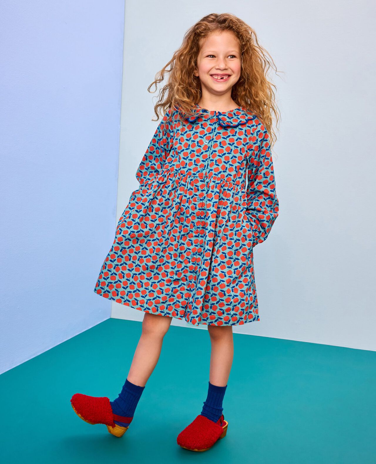 Collared Twill Dress with Pockets