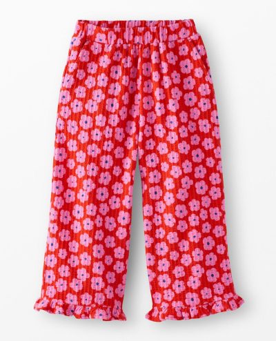 Jacquard Wide Leg Ruffle Pants