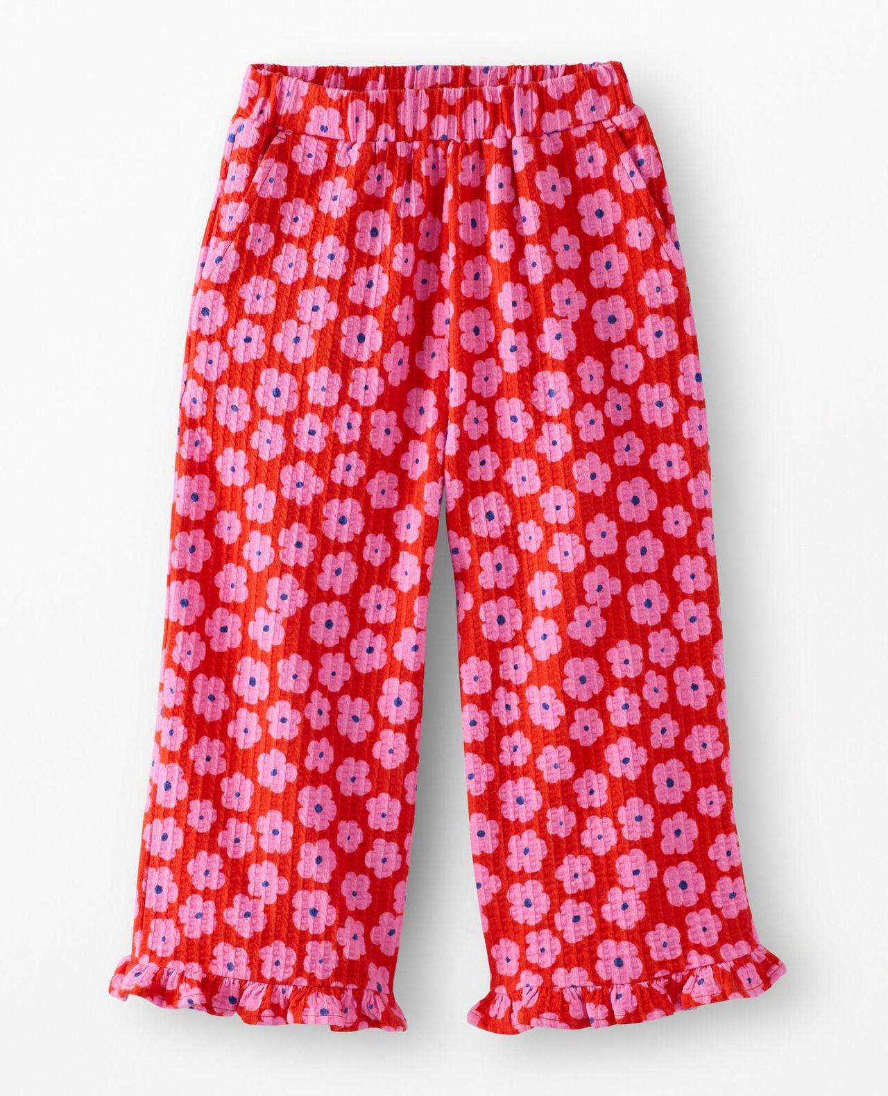 Jacquard Wide Leg Ruffle Pants