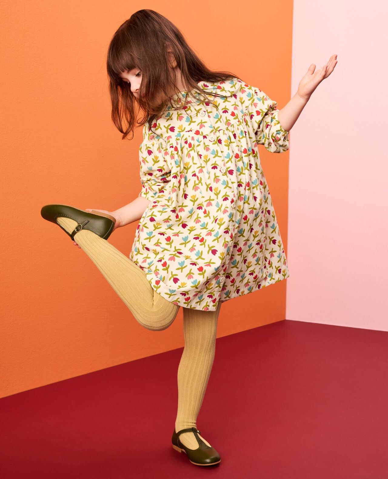 Corduroy Button-Front Dress with Pockets