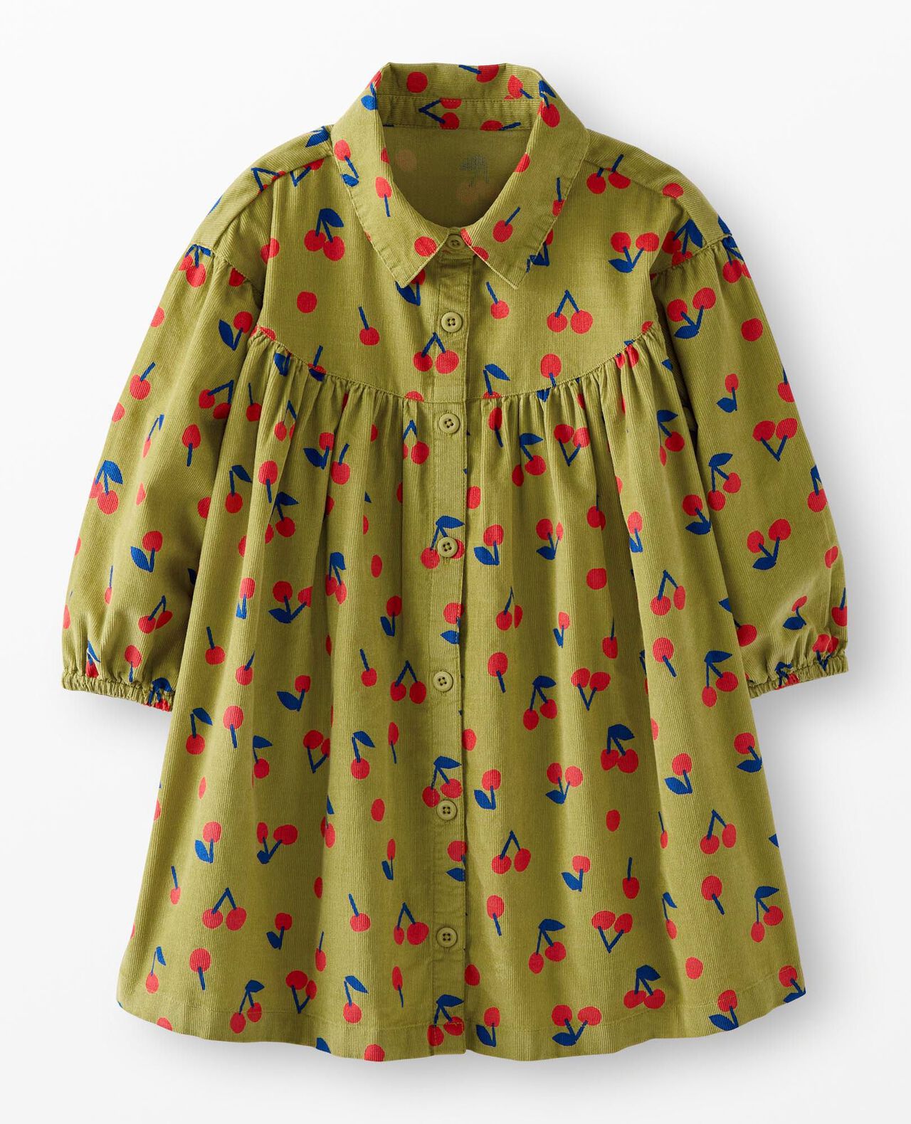 Corduroy Button-Front Dress with Pockets