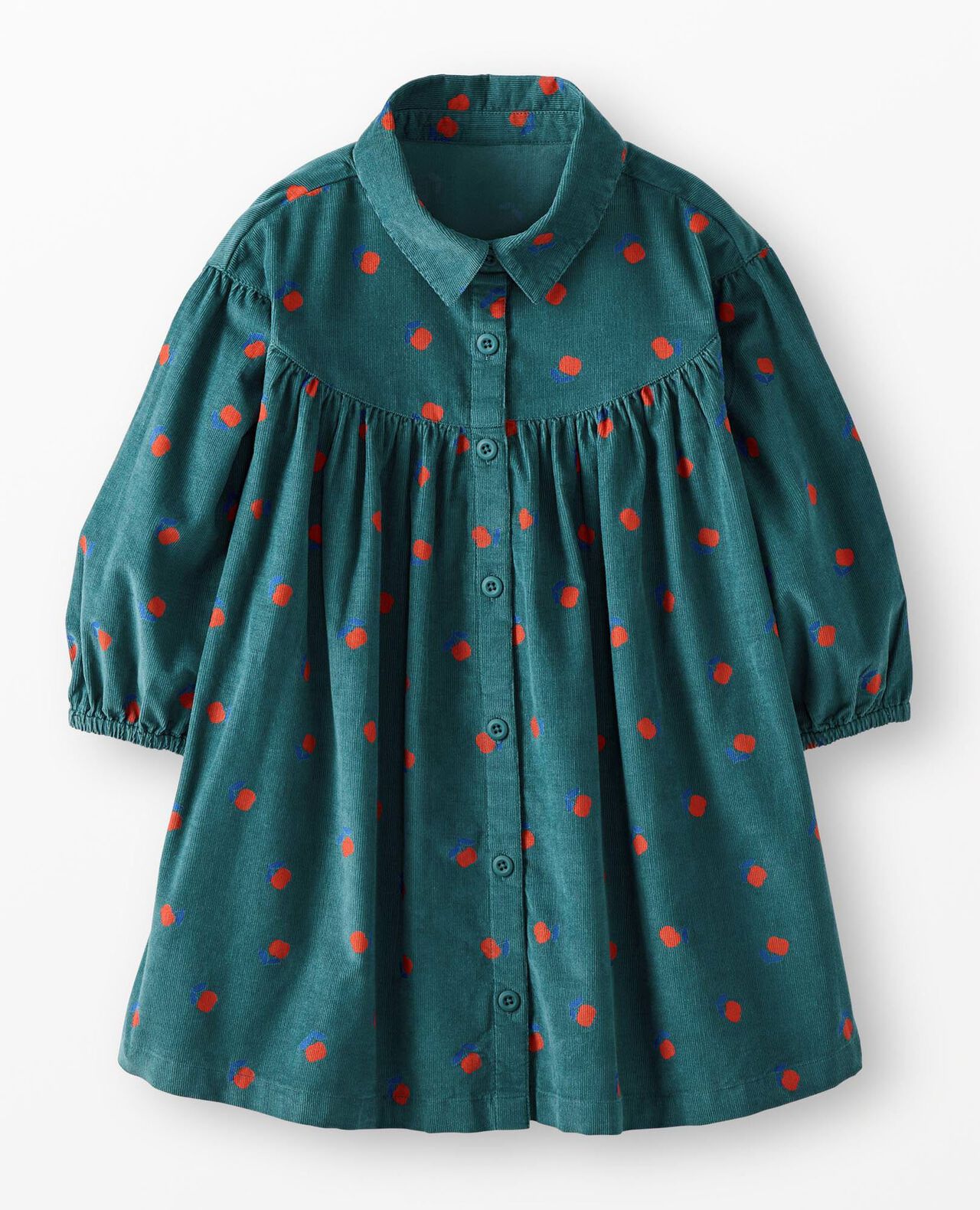 Corduroy Button-Front Dress with Pockets