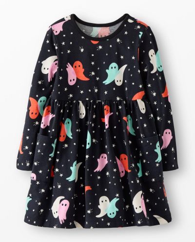 Halloween Long Sleeve Playground Dress with Pockets