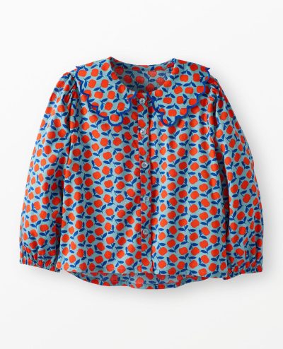 Long-Sleeve Collared Twill Top