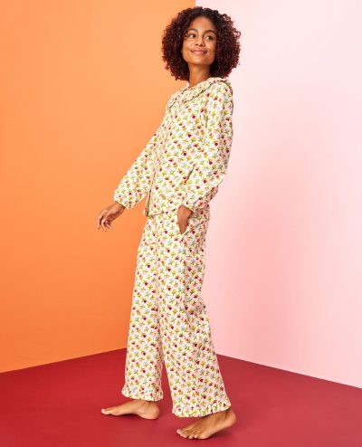 Women's Flannel Ruffle Pajama Set