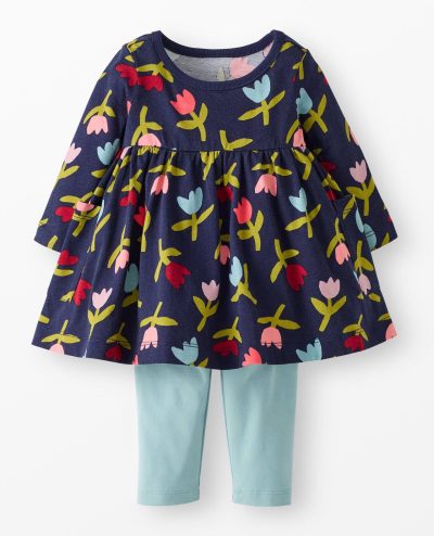 Baby Long Sleeve Pocket Dress & Leggings Set
