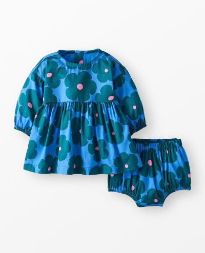 Baby Long Sleeve Twill Dress & Bloomers Set