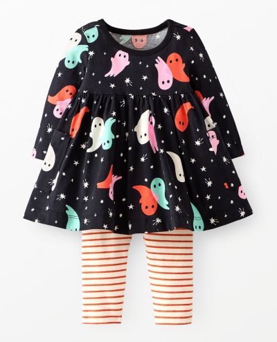 Baby Halloween Long Sleeve Pocket Dress & Leggings Set