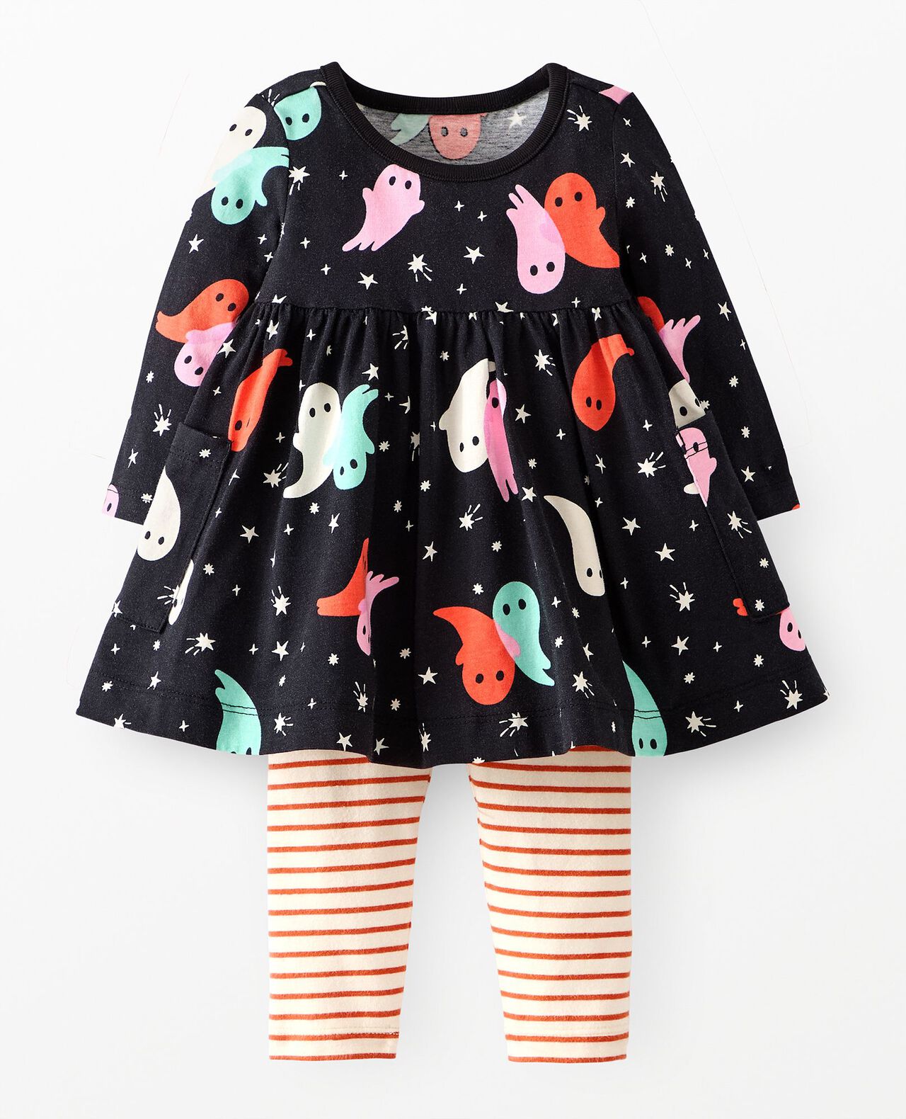 Baby Halloween Long Sleeve Pocket Dress & Leggings Set