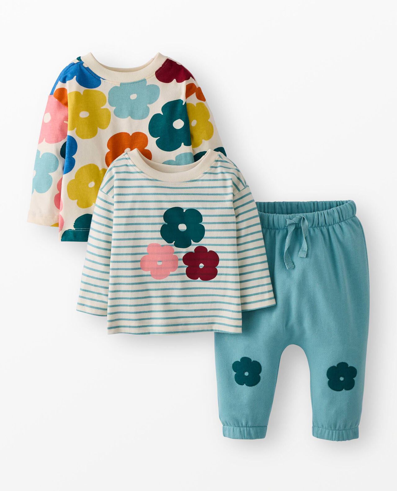 3-Pack Baby T-Shirts & Appliqué Pants Set