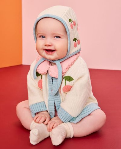 Baby Cherry Cardigan & Hat Set