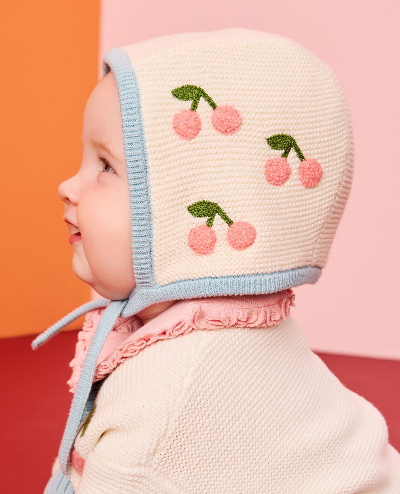 Baby Cherry Cardigan & Hat Set - Image 7