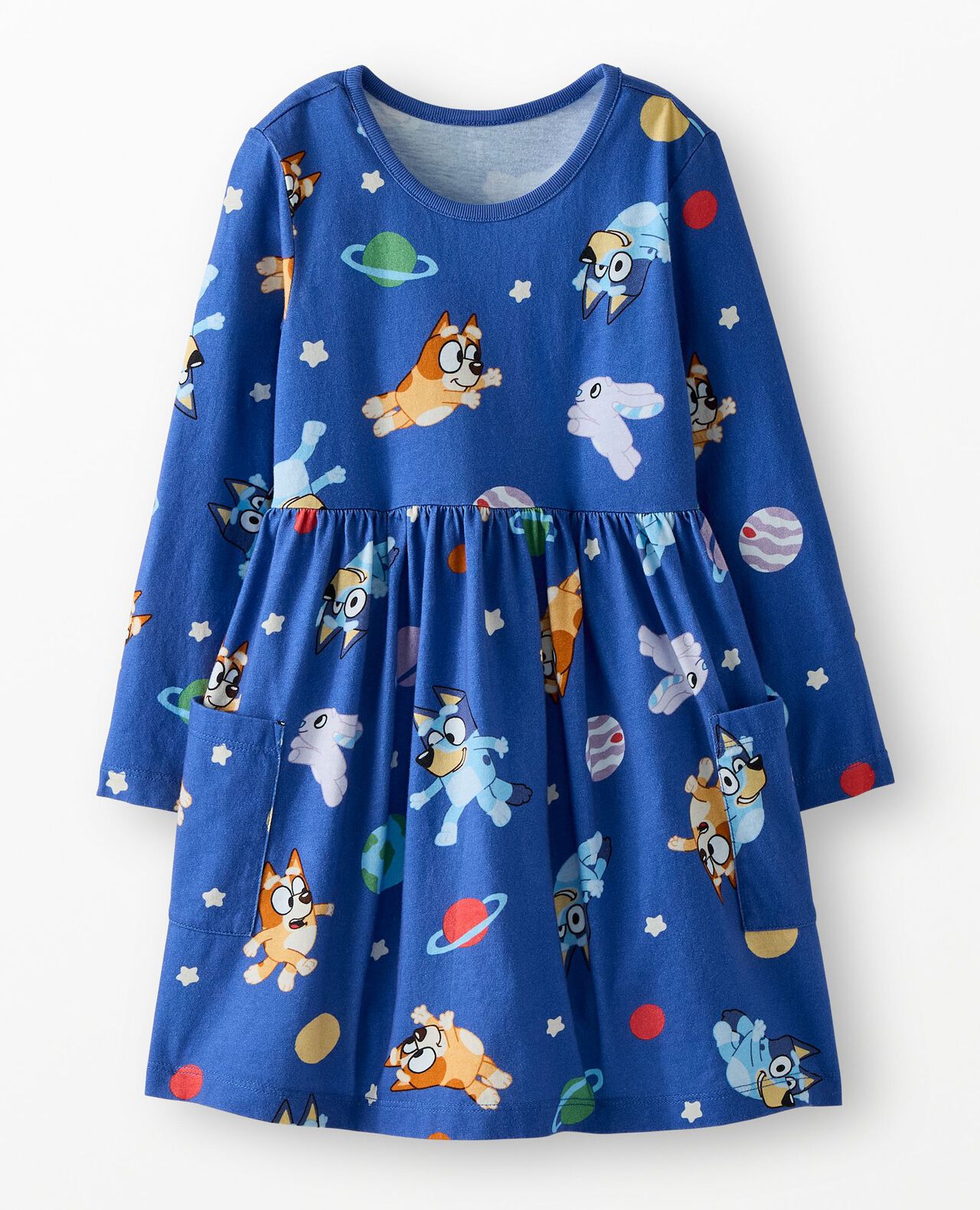 Bluey Long Sleeve Dress with Pockets