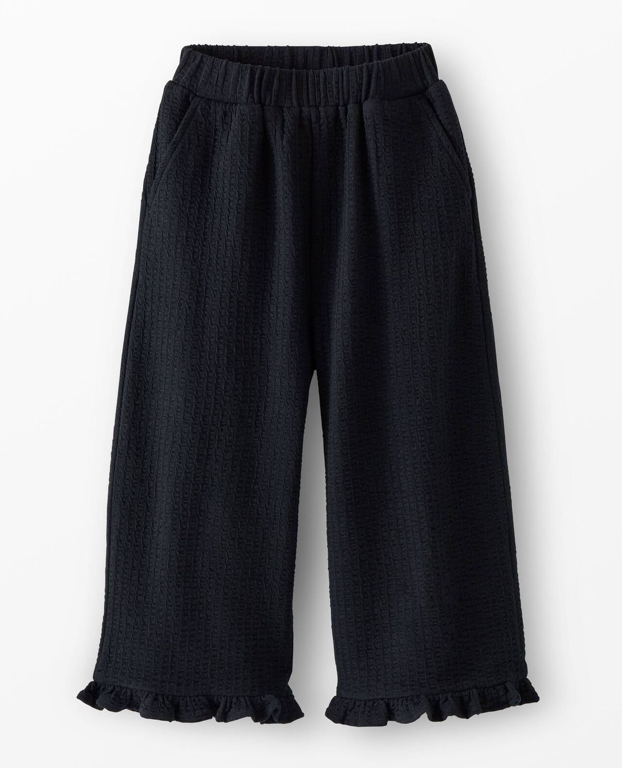 Jacquard Wide Leg Ruffle Pants