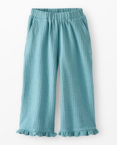 Jacquard Wide Leg Ruffle Pants
