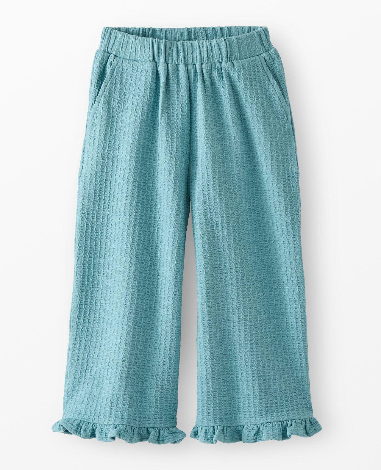 Jacquard Wide Leg Ruffle Pants
