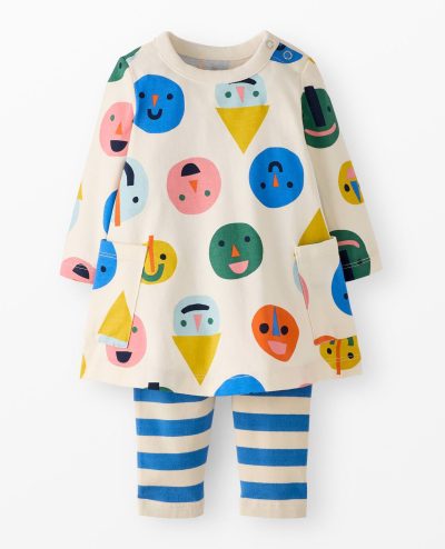 Baby Long Sleeve Pocket Dress & Leggings Set