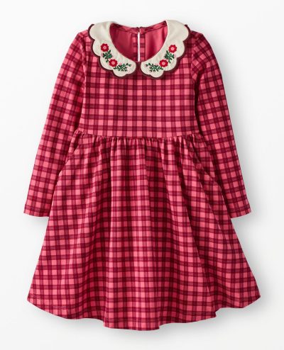 Long Sleeve Collared Skater Dress with Pockets