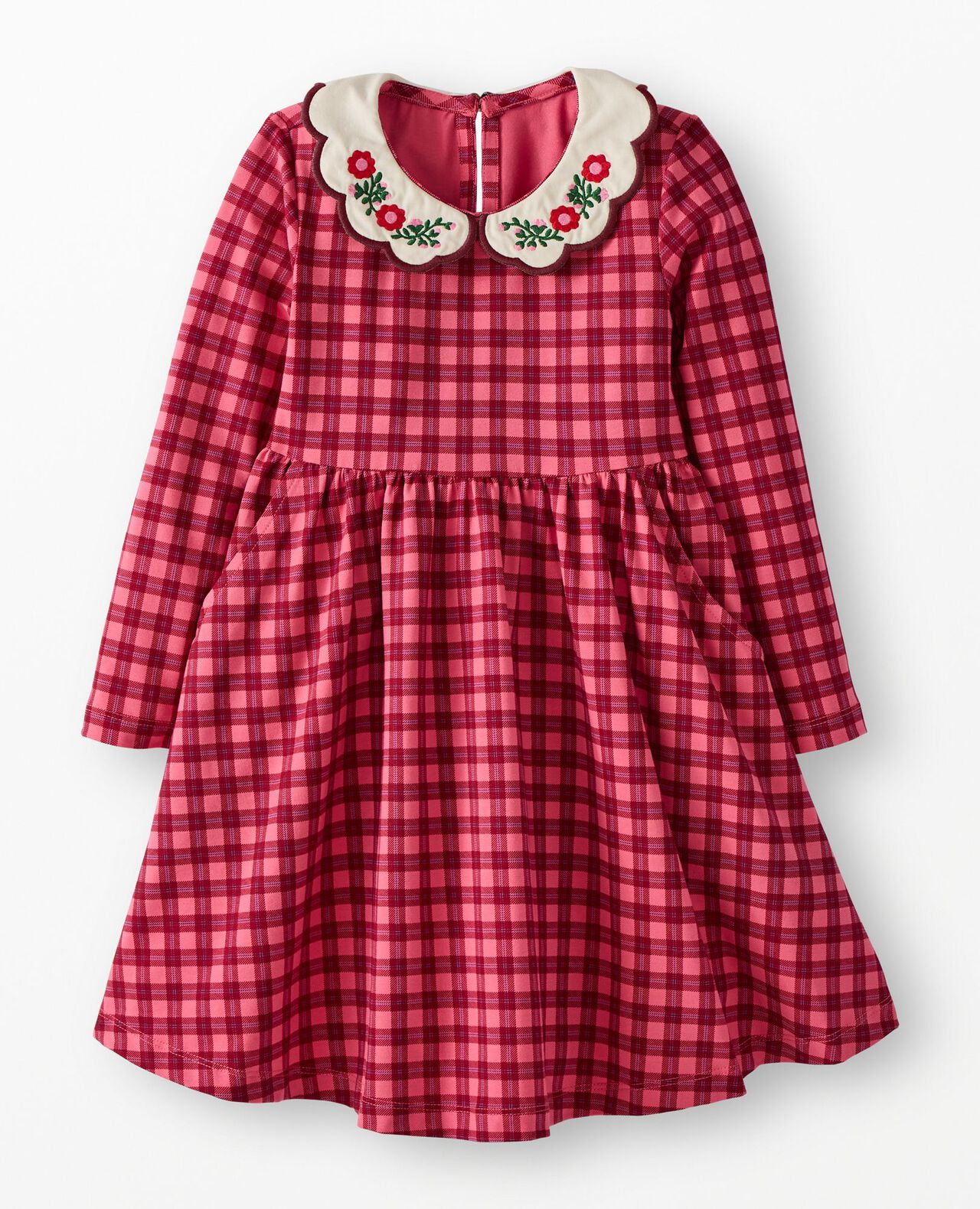 Long Sleeve Collared Skater Dress with Pockets