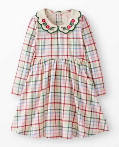 Long Sleeve Collared Skater Dress with Pockets