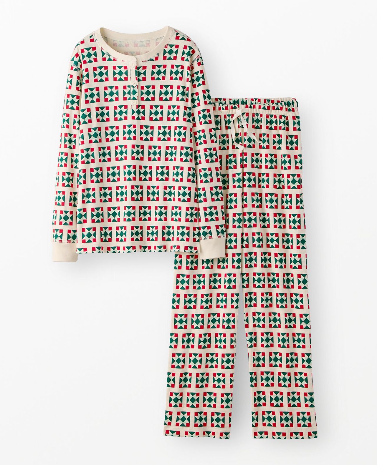 Adult Holiday Waffle Henley Pajama Set