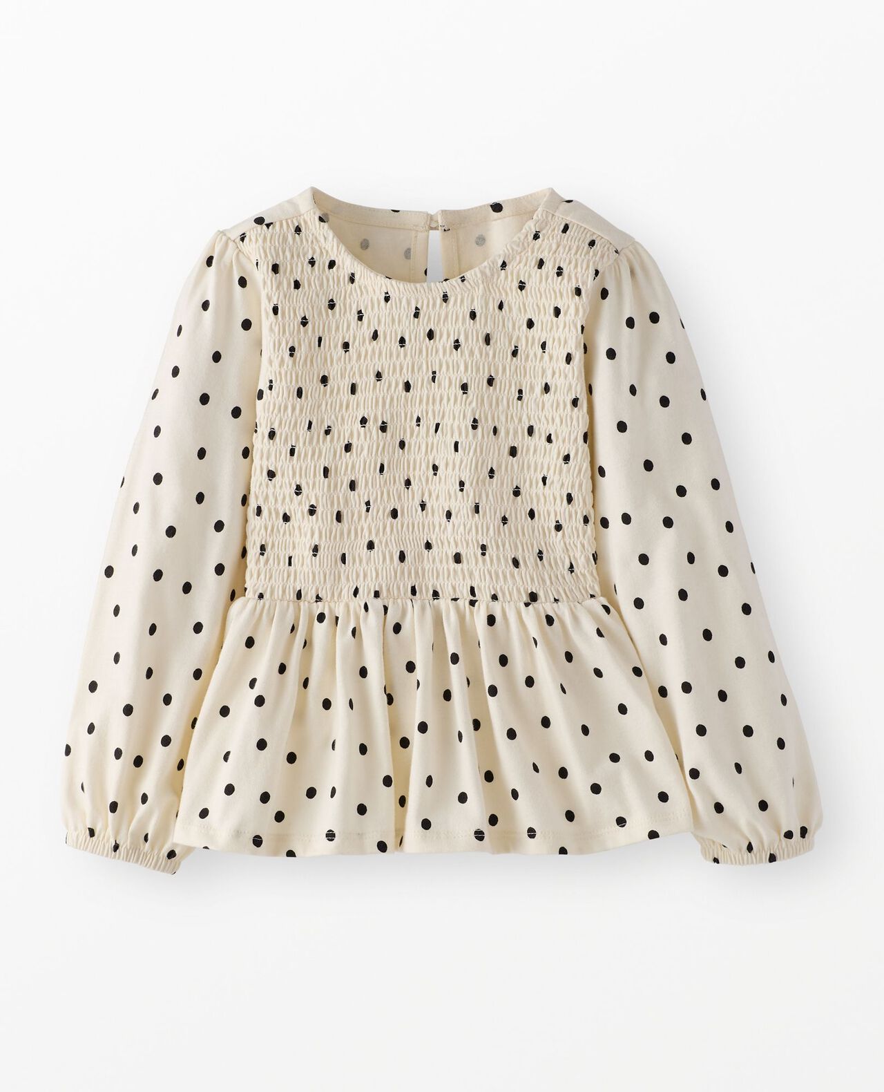 Long Sleeve Smocked Peplum Top