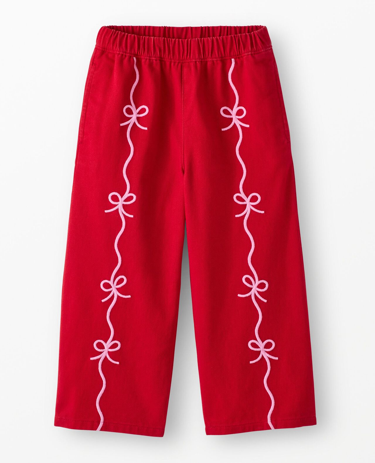 Twill Bow Wide Leg Pants