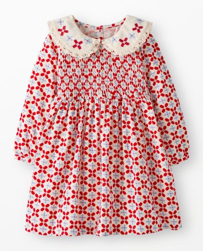 Embroidered Corduroy Dress with Pockets